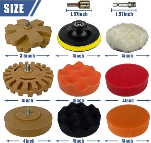 عجلة ممحاة، عجلة ممحاة لإزالة الملصقات، مجموعة أدوات إزالة شريط مطاطي مقاس 14 قطعة مقاس 4 بوصات، عجلة ممحاة مطاطية، وسادة تلميع إسفنجية، وسادة تلميع ووسادة دعم، مزيل لاصق in Kuwait