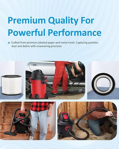 فلاتر خرطوشة مكونة من عبوتين تحل محل 90304، و90350، و9030400، و9030462 - متوافقة مع المكانس الكهربائية الرطبة/الجافة من Shop-Vac، وتناسب معظم 5 جالون فما فوق in Kuwait