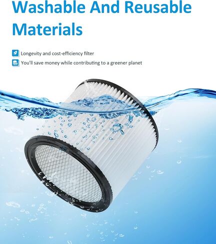 فلاتر خرطوشة مكونة من عبوتين تحل محل 90304، و90350، و9030400، و9030462 - متوافقة مع المكانس الكهربائية الرطبة/الجافة من Shop-Vac، وتناسب معظم 5 جالون فما فوق in Kuwait