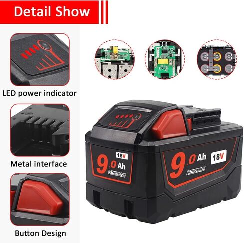 TENMOER 18V 9.0Ah Replacement Battery Compatible with Milwaukee 18Volt Batteries Power Tools in Kuwait