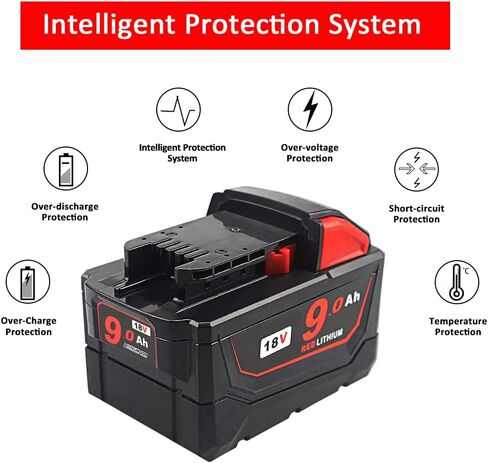 TENMOER 18V 9.0Ah Replacement Battery Compatible with Milwaukee 18Volt Batteries Power Tools in Kuwait