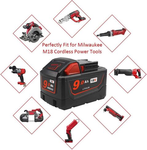 TENMOER 18V 9.0Ah Replacement Battery Compatible with Milwaukee 18Volt Batteries Power Tools in Kuwait