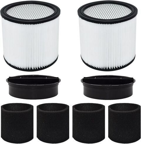 فلتر بديل 90304 متوافق مع مرشحات Shop-Vac 90304 90333 90350 90585، مكنسة كهربائية رطبة/جافة سعة 5 جالون، غطاءان و4 مرشحات ذات أكمام رغوية in Kuwait
