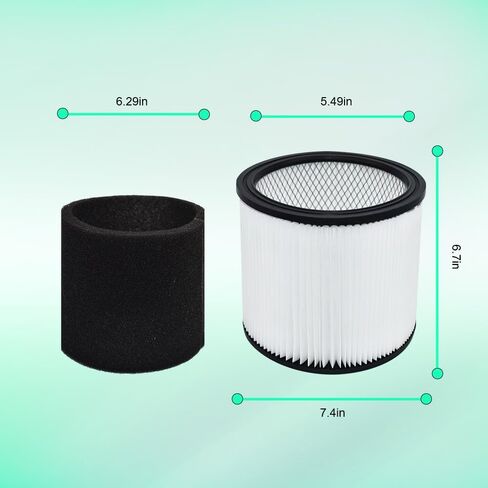 فلتر بديل 90304 متوافق مع مرشحات Shop-Vac 90304 90333 90350 90585، مكنسة كهربائية رطبة/جافة سعة 5 جالون، غطاءان و4 مرشحات ذات أكمام رغوية in Kuwait
