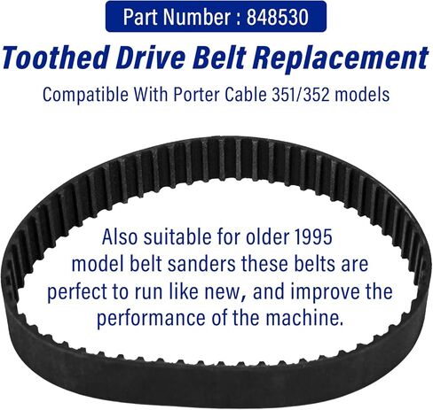 Sander Toothed Drive Belt Compatible With 848530 Porter Cable Fits 351/352 336/337 Variable speed Belt Sanders - 2Pack in Kuwait