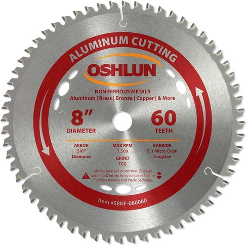 Oshlun SBF-080048 8-Inch 48 Tooth TCG Saw Blade with 5/8-Inch Arbor (Diamond Knockout) for Mild Steel and Ferrous Metals in Saudi Arabia