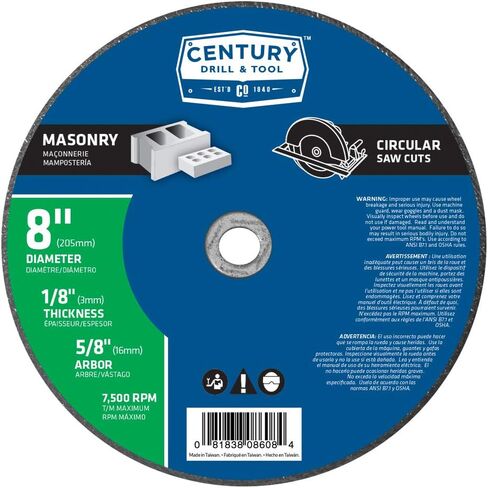 Century Drill & Tool 8606 Type 1A Masonry Cut-Off Wheel for Portable Saws | Concrete Cutting application, cuts metal, fiberglass, aluminum & masonry in Saudi Arabia
