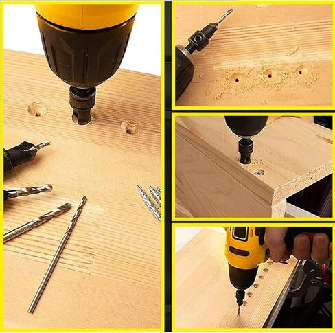 Onyehn 11pcs/Set Countersink Drill Kit Adjustable Center Drill Bit Carpentry Tools,5pcs Replacement Drill Bit Pilot Holes Hex Shank Screw Size #5#6#8#10#12 with Wrench in Saudi Arabia