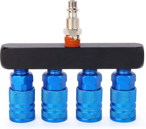 TAISHER 3-Way Straight Air Manifold 4 Ports Aluminum Industrial Pneumatic Air Compressor Quick Connect Socket In Line Type Air Hose Splitter with 3 Couplers and 1/4" Male NPT Plug in Saudi Arabia