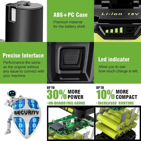 بطارية Jialitt 6.0Ah 18V P108 بديلة ليثيوم أيون متوافقة مع بطارية Ryobi 18V Ryobi ONE+ P108 P102 P103 P104 P105 P107 P109 P122 بطارية أدوات الطاقة اللاسلكية مع مؤشر LED in Saudi Arabia