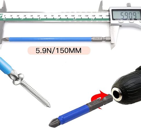 12pcs PH2 Magnetic Phillips Screw Head Screwdriver Bit Set, Alloy Steel PH2 X 50mm Long Phillips Drill Bits, 1/4 Hex Shank Anti Slip Phillips Head Drill Bits for Electric Hand Screwdrivers in Kuwait
