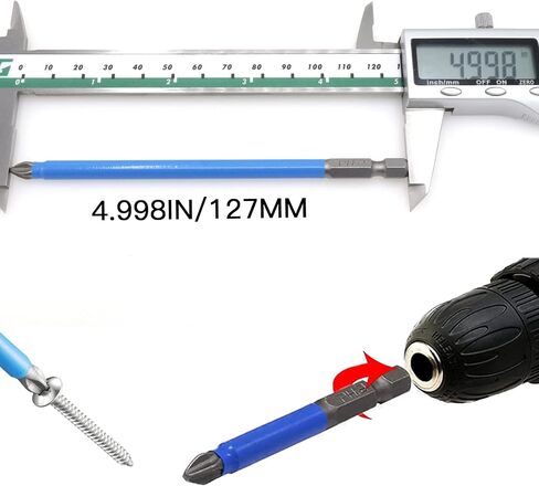 12pcs PH2 Magnetic Phillips Screw Head Screwdriver Bit Set, Alloy Steel PH2 X 50mm Long Phillips Drill Bits, 1/4 Hex Shank Anti Slip Phillips Head Drill Bits for Electric Hand Screwdrivers in Kuwait