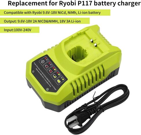 P117 Battery Charger Compatible with Ryobi 18V Battery Charger for Dual Chemistry 9.6V-18V Charger Li-ion Ni-Cd Ni-Mh Plus Battery P100 P102 P103 P105 P107 P108 P118 P200 1400670 in Saudi Arabia