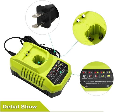 P117 Battery Charger Compatible with Ryobi 18V Battery Charger for Dual Chemistry 9.6V-18V Charger Li-ion Ni-Cd Ni-Mh Plus Battery P100 P102 P103 P105 P107 P108 P118 P200 1400670 in Saudi Arabia