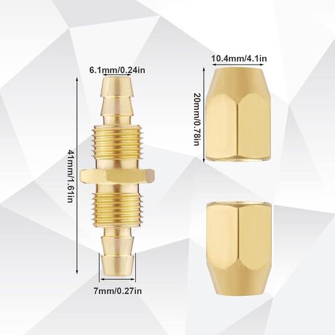 4 Pcs Air Hose Fittings 1/4 Inch with 8 Pcs Nuts, Solid Brass HPT Air Hose Repair Kit Brass Splicers Air Hose Crimp Fittings for 1/4inch ID and 5/16inch ID Hoses in Saudi Arabia