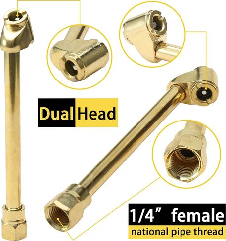 طقم ظرف هواء محمول مكون من قطعتين، ظرف هواء مزدوج الرأس مقاس 1/4 بوصة FNPT وقابض هواء كروي مغلق مقاس 1/4 بوصة، مناسب لتطبيقات تعبئة هواء الإطارات، وملحقات منفاخ الإطارات لضاغط الهواء in Kuwait