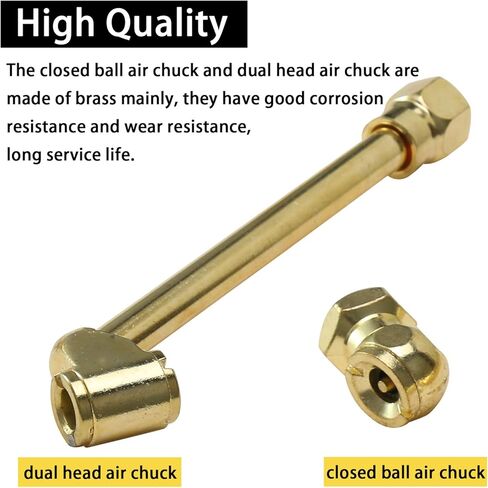 طقم ظرف هواء محمول مكون من قطعتين، ظرف هواء مزدوج الرأس مقاس 1/4 بوصة FNPT وقابض هواء كروي مغلق مقاس 1/4 بوصة، مناسب لتطبيقات تعبئة هواء الإطارات، وملحقات منفاخ الإطارات لضاغط الهواء in Kuwait