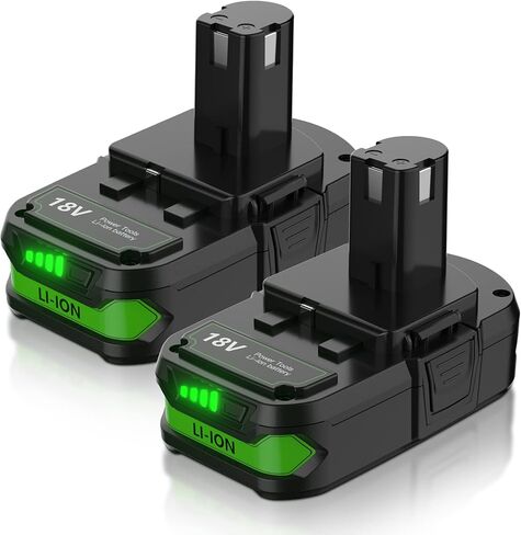 POWTREE 3800mAh 18V P108 بطارية ليثيوم بديلة لبطارية Ryobi 18V Ryobi ONE+ P107 P102 P103 P104 P105 P106 P109 P122 أدوات كهربائية لاسلكية 2 حزم in Kuwait