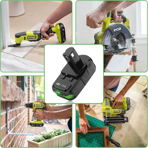 POWTREE 3800mAh 18V P108 بطارية ليثيوم بديلة لبطارية Ryobi 18V Ryobi ONE+ P107 P102 P103 P104 P105 P106 P109 P122 أدوات كهربائية لاسلكية 2 حزم in Kuwait