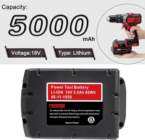 Chgdkjy 2PACKS M18 مجموعة أدوات البطارية والشاحن المتوافقة مع بطارية ميلووكي 18 فولت 48-11-1850 وشاحن البطارية 48-59-1812 in Kuwait