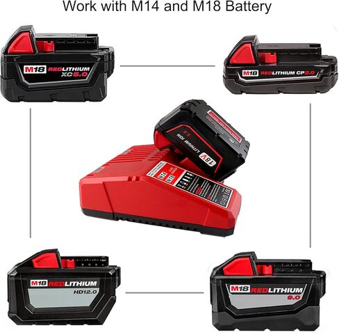 Chgdkjy 2PACKS M18 مجموعة أدوات البطارية والشاحن المتوافقة مع بطارية ميلووكي 18 فولت 48-11-1850 وشاحن البطارية 48-59-1812 in Kuwait