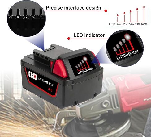 Chgdkjy 2PACKS M18 مجموعة أدوات البطارية والشاحن المتوافقة مع بطارية ميلووكي 18 فولت 48-11-1850 وشاحن البطارية 48-59-1812 in Kuwait