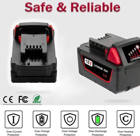 Chgdkjy 2PACKS M18 مجموعة أدوات البطارية والشاحن المتوافقة مع بطارية ميلووكي 18 فولت 48-11-1850 وشاحن البطارية 48-59-1812 in Kuwait