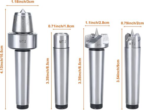 BTSHUB 4Pcs MT2 Wood Lathe Live Center Set Drive Spur Cup for Woodworking Machines in Kuwait