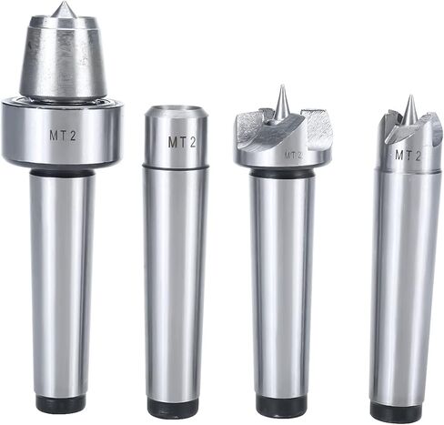 BTSHUB 4Pcs MT2 Wood Lathe Live Center Set Drive Spur Cup for Woodworking Machines in Kuwait
