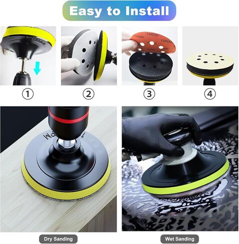 45PCS 5 Inch 8 Hole Wet Dry Sanding Discs Kit, Hook and Loop Sandpaper with Backing Pad M10 and Foam, 400 to 10000 Grit Angle Grinder Attachment, Sanding Sheet Set for Orbital Sander Car Wood Metal in Saudi Arabia