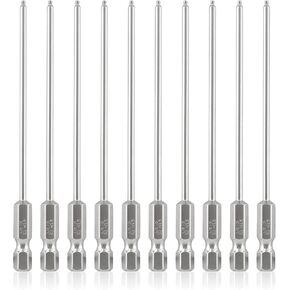 10Pcs Ball End Hex Head Screwdriver Bits Set, 1.5mm Magnetic Tips Ball End Drill Bit Magnetic with 1/4 Inch Hex Shank, 100mm Length