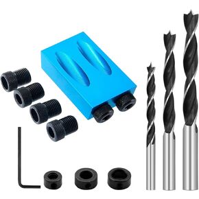 14Pcs Pocket Hole Jig Kit,15Degree Woodwork Guides Joint Angle Carpentry Locator Jig Kit Inclined Hole Jig with 6/8/10mm Drilling Bits Woodworking Dowel Screw Drill Jig Joinery Kit in Saudi Arabia