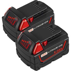 2 حزمة 6.0Ah 18V بطارية بديلة لبطارية ميلووكي M18، M-18/M-18B/48-11-1812/48-11-1862/48-11-1852/48-11-1828/48-11-1815/ 48-11-10/48-11-1820/48-11-1840/48-11-1850/48-11-1860 in Kuwait