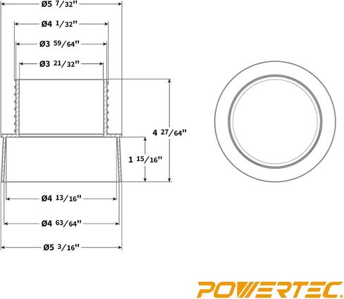 POWERTEC 70186V محول توصيل سريع لمجموعة الغبار الملولب، 5 × 4 بوصة، أسود in Kuwait