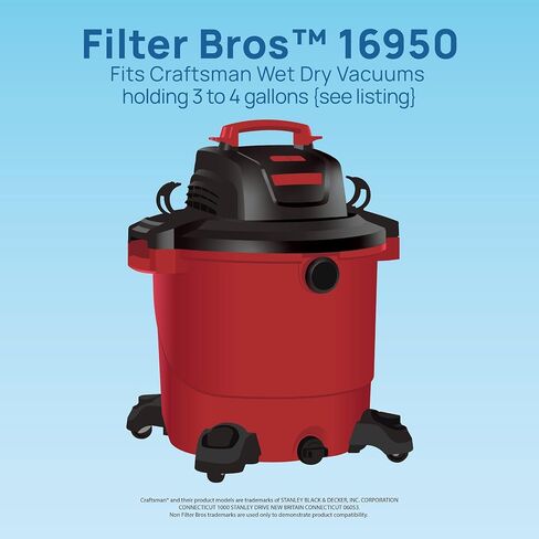 فلتر بديل HEPA 16950 من Filter Bros يناسب مكانس متجر Craftsman 3-4 جالون in Kuwait