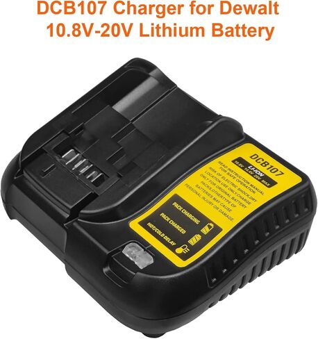 استبدال شاحن بطارية DCB107 لشاحن ديوالت 12 فولت-20 فولت ليثيوم أيون متوافق مع بطاريات ديوالت DCB120 DCB127 DCB206 DCB204 DCB200-2 DCB200 DCB180 لبطاريات DCB112 DCB115 DCB101 DCB105 DCB107 in Kuwait