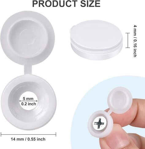 200 قطعة من أغطية البراغي، أغطية براغي مفصلية بلاستيكية من Sopito، أغطية براغي قابلة للطي، أغطية قابلة للطي لتغطية رؤوس البراغي، حماية المسمار (أبيض) in Kuwait