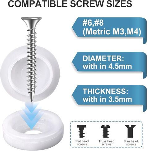 200 قطعة من أغطية البراغي، أغطية براغي مفصلية بلاستيكية من Sopito، أغطية براغي قابلة للطي، أغطية قابلة للطي لتغطية رؤوس البراغي، حماية المسمار (أبيض) in Kuwait