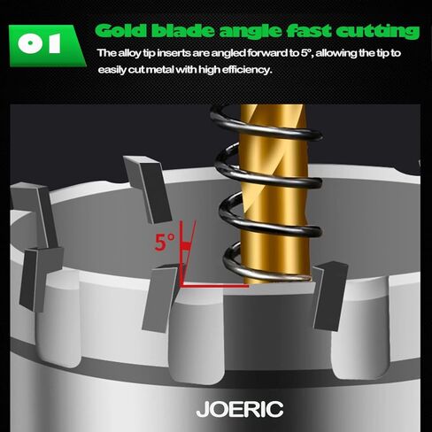 JOERIC 10 Piece Carbide Hole Saw Kit, Hole Cutter Set with 3 Extra Titanium-Plated Pilot Drill Bits,5/8"- 2-5/32" Inch Hole Cutter Set for Metal, Stainless Steel, Iron, Wood, Plastic in Kuwait