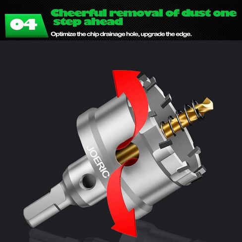 JOERIC 10 Piece Carbide Hole Saw Kit, Hole Cutter Set with 3 Extra Titanium-Plated Pilot Drill Bits,5/8"- 2-5/32" Inch Hole Cutter Set for Metal, Stainless Steel, Iron, Wood, Plastic in Kuwait