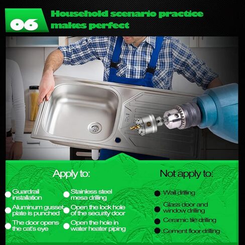 JOERIC 10 Piece Carbide Hole Saw Kit, Hole Cutter Set with 3 Extra Titanium-Plated Pilot Drill Bits,5/8"- 2-5/32" Inch Hole Cutter Set for Metal, Stainless Steel, Iron, Wood, Plastic in Kuwait