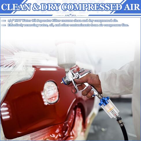 فلتر فاصل زيت الماء من تانداجي 1/4 بوصة NPT مدخل ومخرج فلتر ضاغط الهواء 4 قطع ضاغط هواء فاصل مياه للهواء المضغوط النظيف والجاف تركيب ضاغط خط الهواء 90 رطل لكل بوصة مربعة in Kuwait