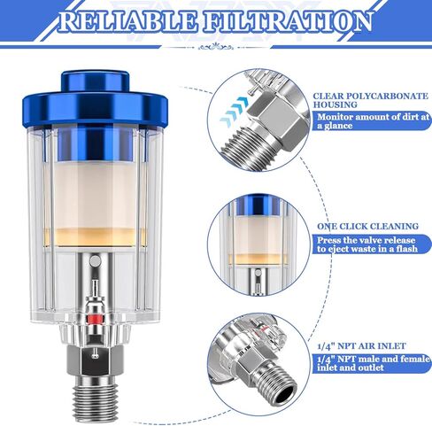 فلتر فاصل زيت الماء من تانداجي 1/4 بوصة NPT مدخل ومخرج فلتر ضاغط الهواء 4 قطع ضاغط هواء فاصل مياه للهواء المضغوط النظيف والجاف تركيب ضاغط خط الهواء 90 رطل لكل بوصة مربعة in Kuwait