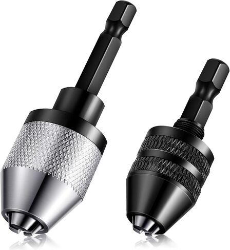 Keyless Drill Chuck Bit 1/4 Inch Hex Shank Keyless Drill Chuck Fast Change Converter Extension Screwdriver Drill Adapter in 0.3-6.5 mm, 0.3-3.6 mm for Impact Drill Tool Attachment (2 Pieces) in Saudi Arabia