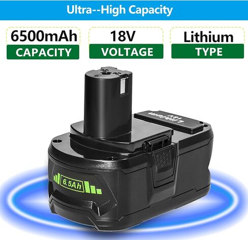 Bonacell 2Pack 6.5Ah بديلة لبطارية Ryobi 18V متوافقة مع بطارية ليثيوم Ryobi ONE+ 18 فولت P108 P102 P103 P104 P105 P107 P109 P190 P122 أدوات كهربائية لاسلكية in Kuwait