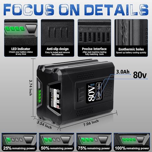 【ترقية لـ Koablt 80V】 بطارية بديلة 3.0 أمبير في الساعة لبطارية ليثيوم أيون Kobalt 80V MAX KB2580-06 KB680-06 KB280-06 2910303-RC لأداة الطاقة اللاسلكية ذات السعة العالية (ليست من أجل GREENWORKS/POWERWORKS) in Kuwait