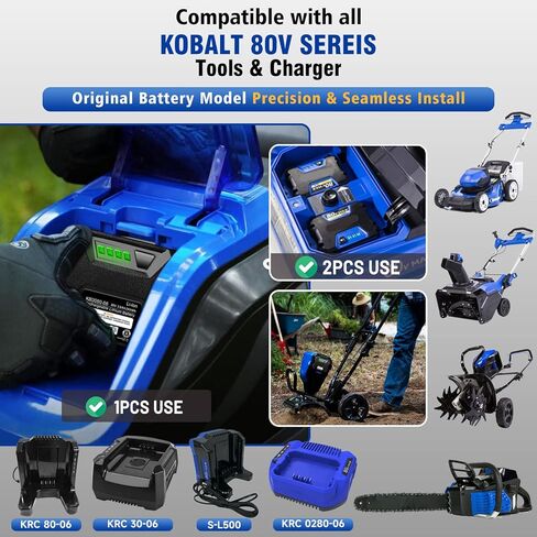 【ترقية لـ Koablt 80V】 بطارية بديلة 3.0 أمبير في الساعة لبطارية ليثيوم أيون Kobalt 80V MAX KB2580-06 KB680-06 KB280-06 2910303-RC لأداة الطاقة اللاسلكية ذات السعة العالية (ليست من أجل GREENWORKS/POWERWORKS) in Kuwait