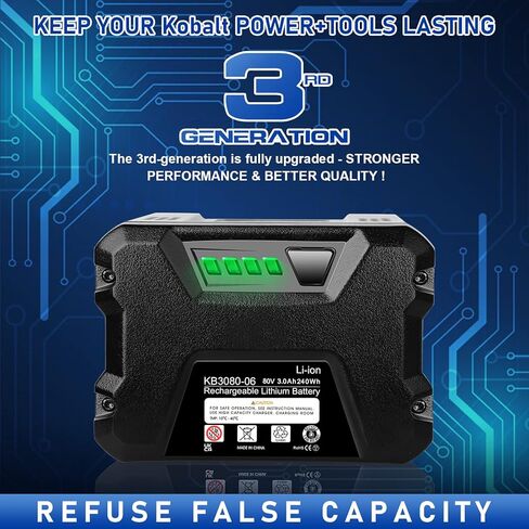 【ترقية لـ Koablt 80V】 بطارية بديلة 3.0 أمبير في الساعة لبطارية ليثيوم أيون Kobalt 80V MAX KB2580-06 KB680-06 KB280-06 2910303-RC لأداة الطاقة اللاسلكية ذات السعة العالية (ليست من أجل GREENWORKS/POWERWORKS) in Kuwait