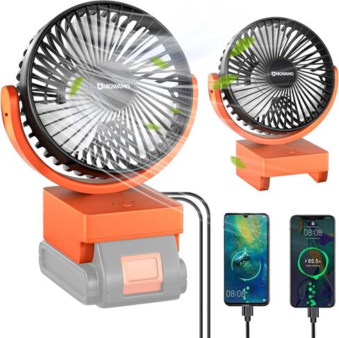 مروحة محمولة قابلة لاعادة الشحن تعمل مع كيبل بلاك اند ديكر/بورتر ببطارية ليثيوم ايون بحد اقصى 20 فولت، مروحة تعمل بالبطارية مع 3 سرعات تحكم، USB + نوع C (البطارية غير متضمنة) in Kuwait