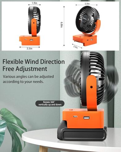 مروحة محمولة قابلة لاعادة الشحن تعمل مع كيبل بلاك اند ديكر/بورتر ببطارية ليثيوم ايون بحد اقصى 20 فولت، مروحة تعمل بالبطارية مع 3 سرعات تحكم، USB + نوع C (البطارية غير متضمنة) in Kuwait